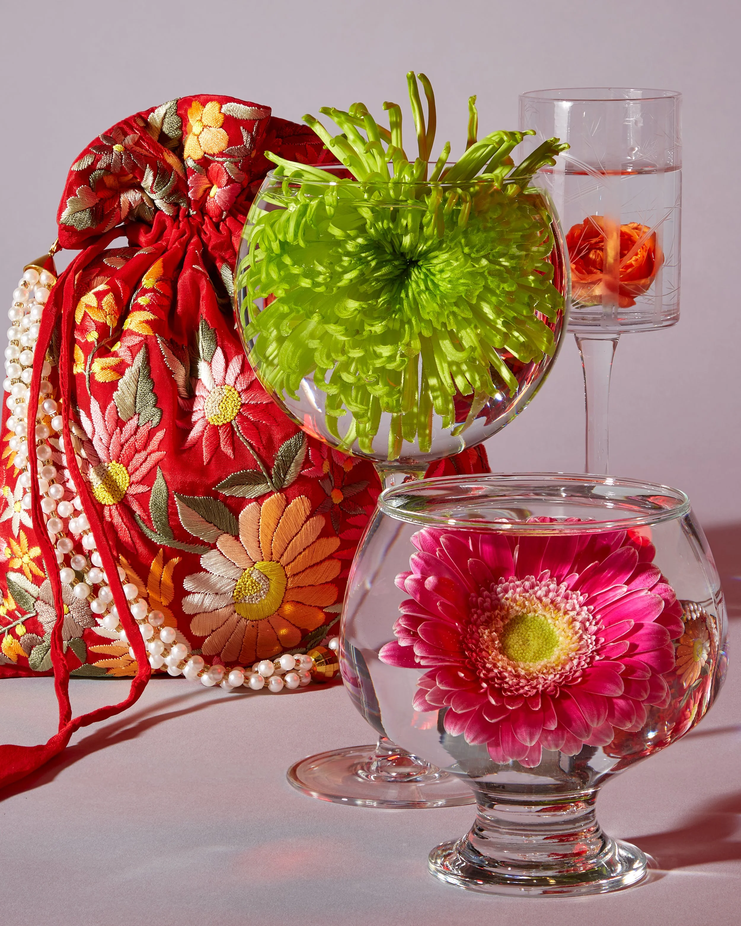 Accessories, Hand Bag, Shoe Designer Livaya still life image with glassware by Gabe weber and hope misterek production, photo, styling, propping