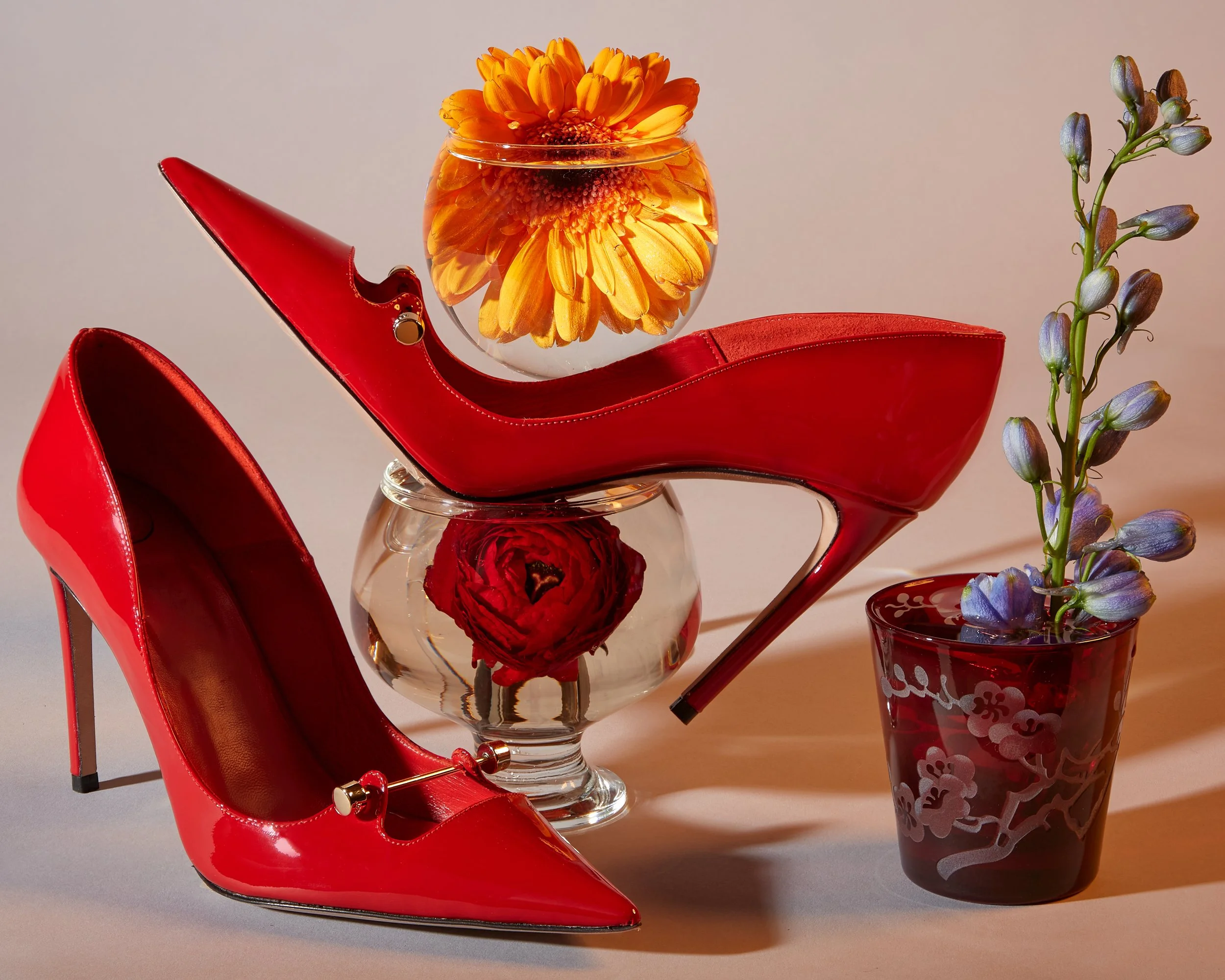 Accessories, Hand Bag, Shoe Designer Livaya  and Polspotten glassware still life image by Gabe weber and hope misterek production, photography, styling, propping, direction, concept