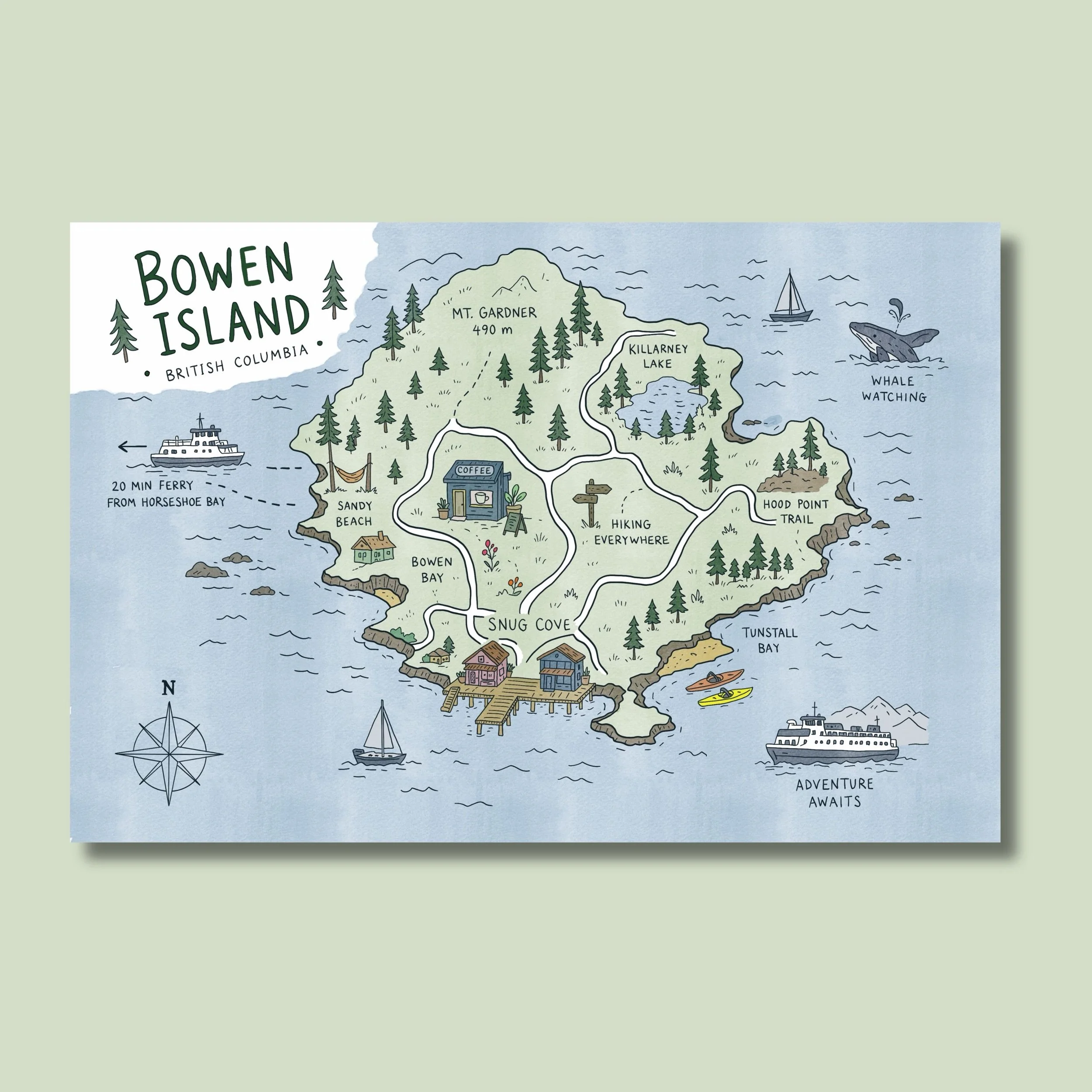 Bowen Island | Map Doodle (Postcard)