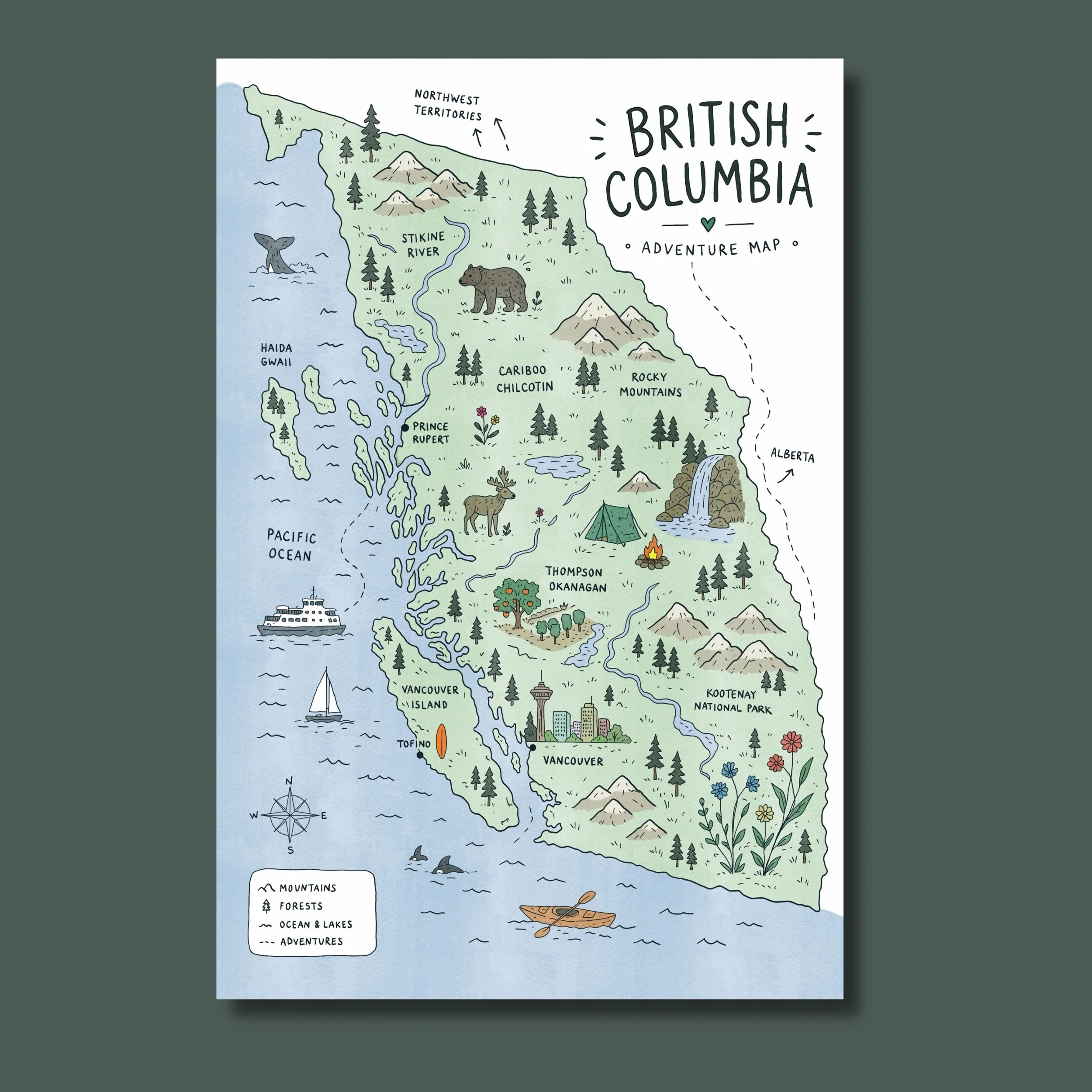 Explore BC | Map Doodle (Postcard)