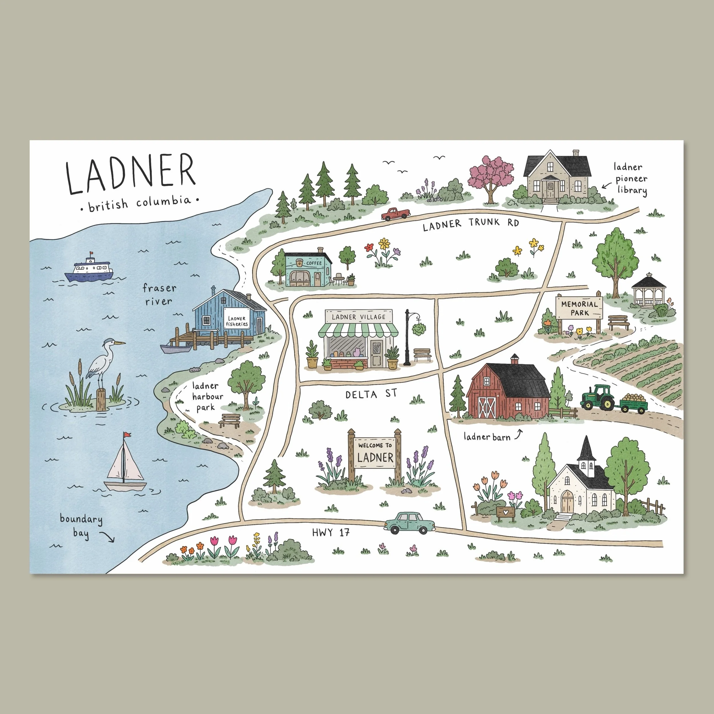 Ladner | Map Doodle (Postcard)