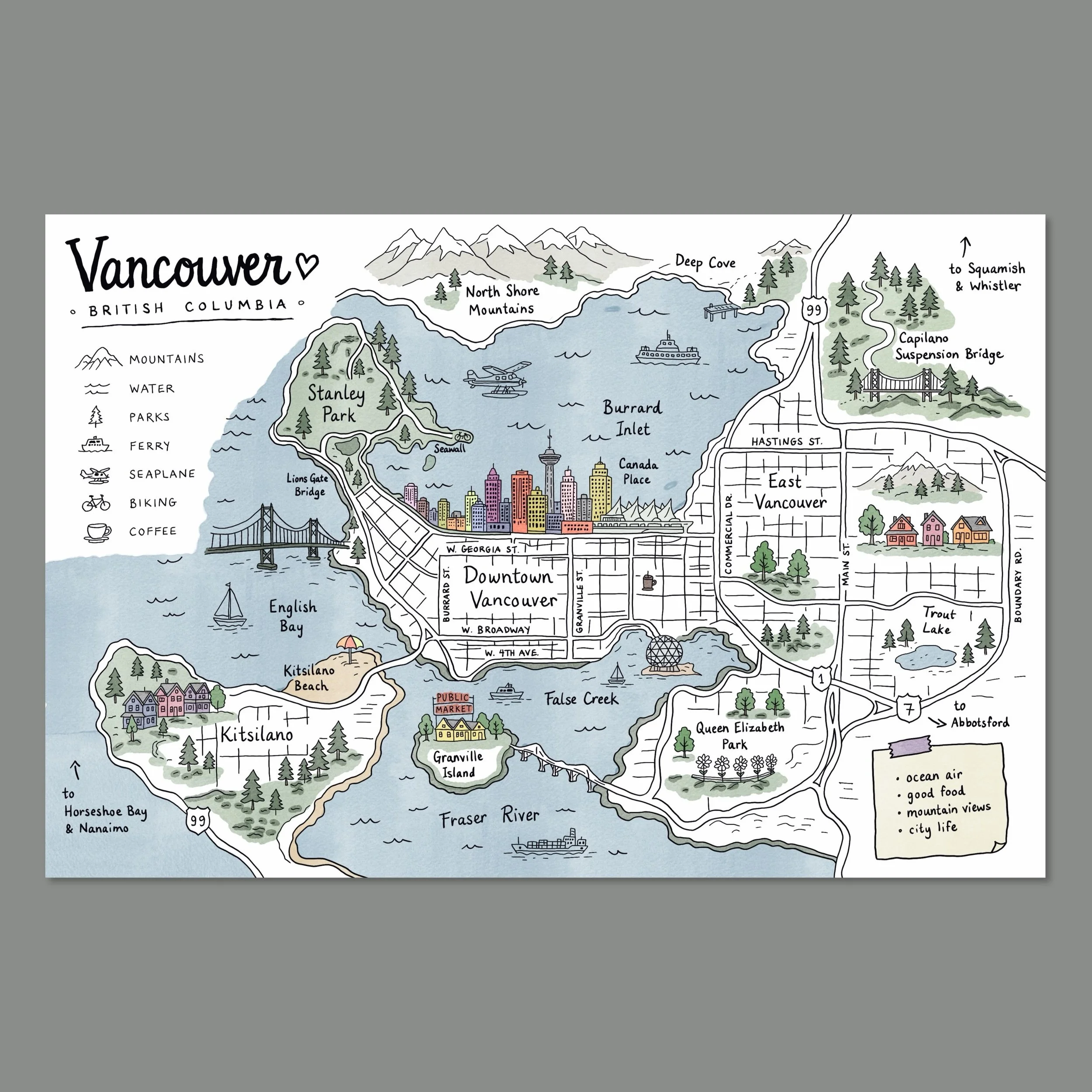 Vancouver | Map Doodle (Postcard)