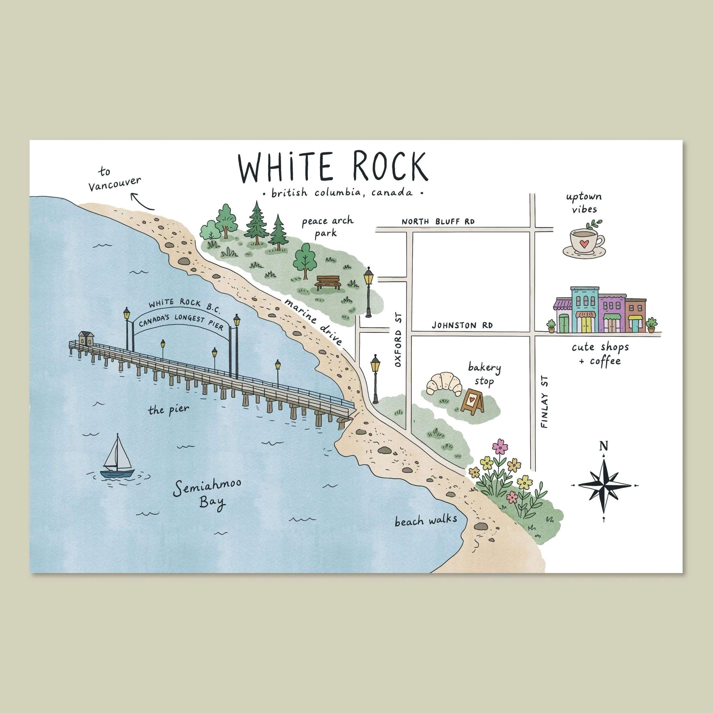 White Rock | Map Doodle (Postcard)