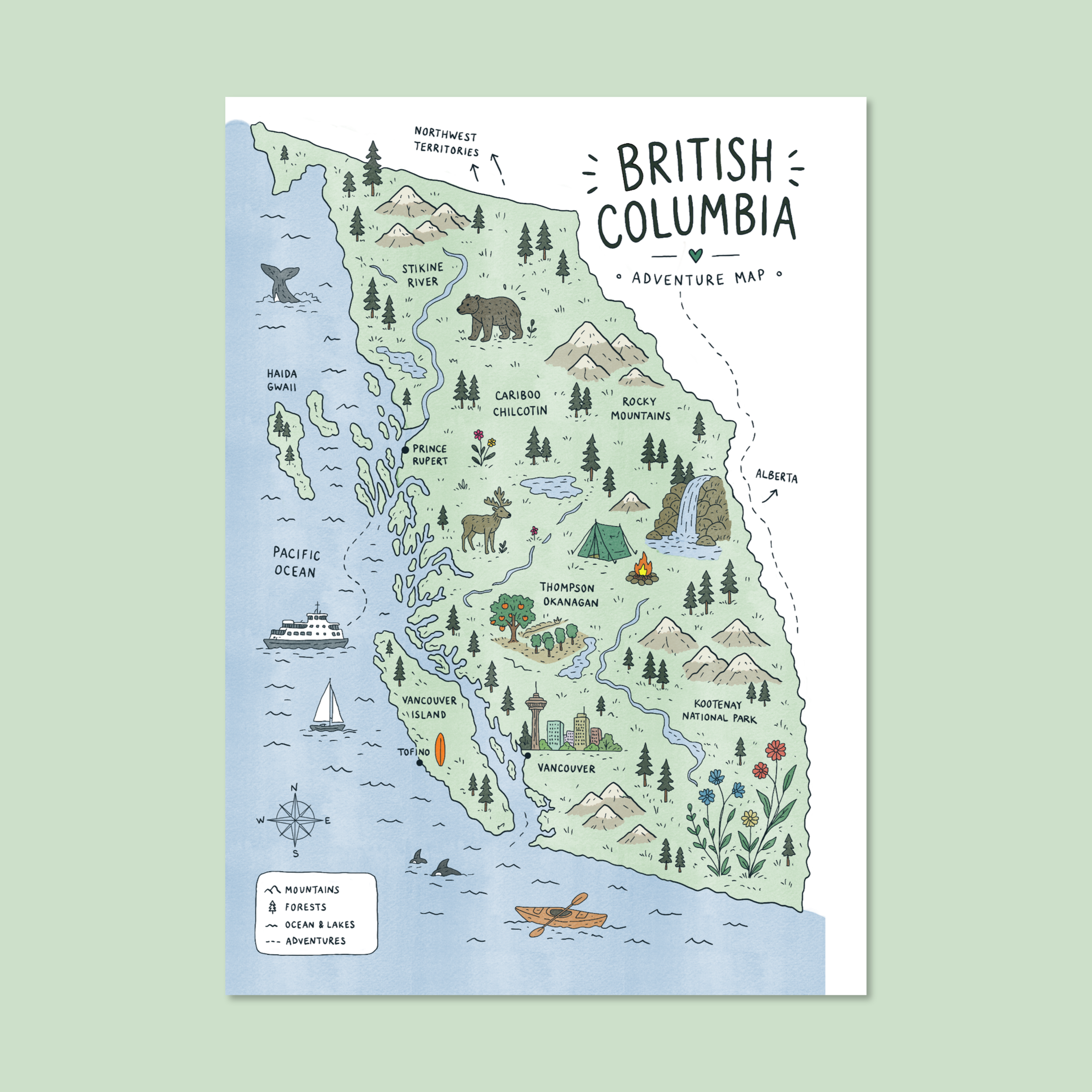 Explore BC | Map Doodle (Art Print)