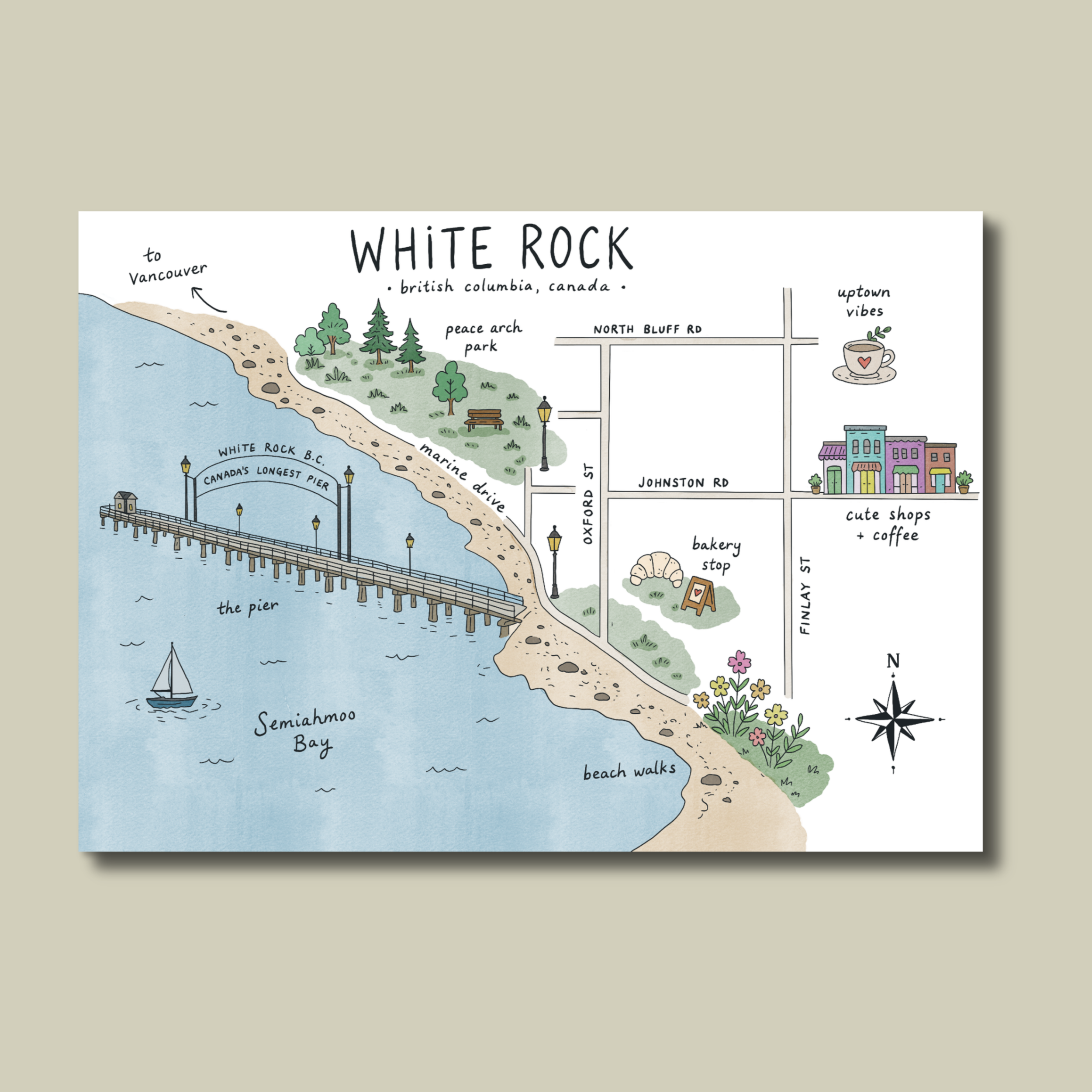 White Rock | Map Doodle (Art Print)
