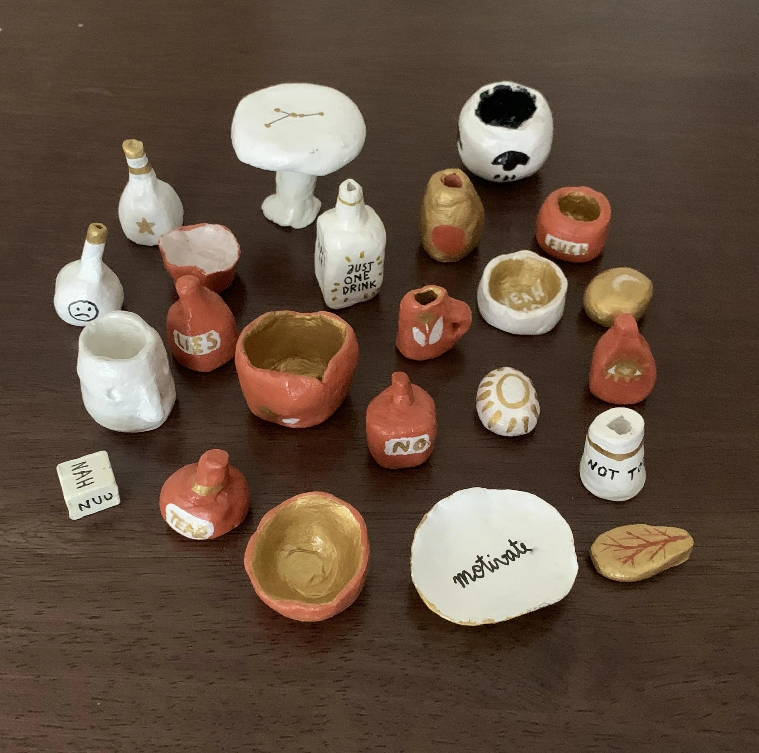 miniature clay objects collected from a tiny witch's home