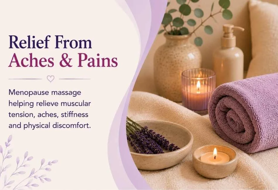 Menopause massage helping relieve muscular tension, aches, stiffness and physical discomfort associated with menopause