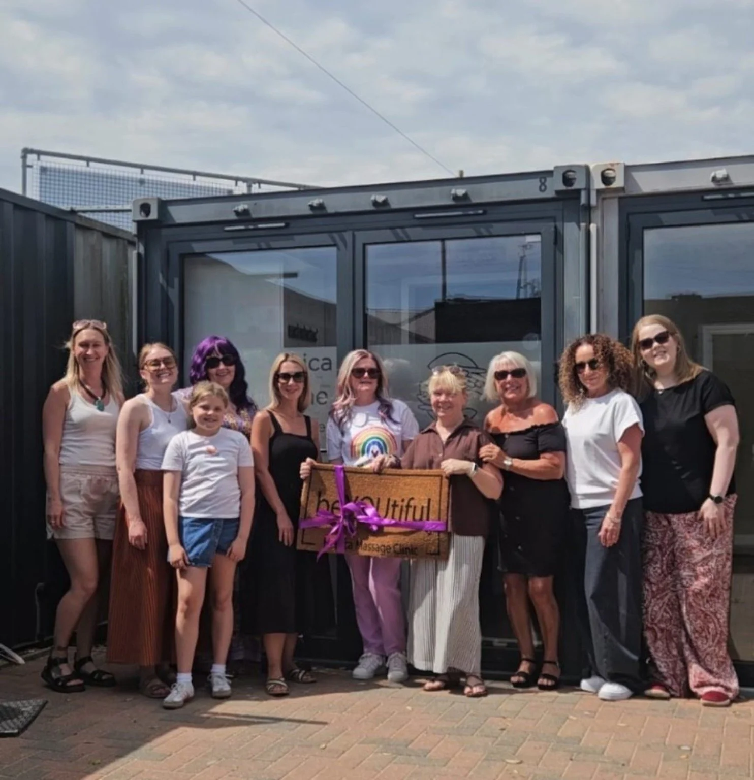 Friends and supporters gathered outside Helrica Massage Clinic in Littleport for the official opening in July 2026.