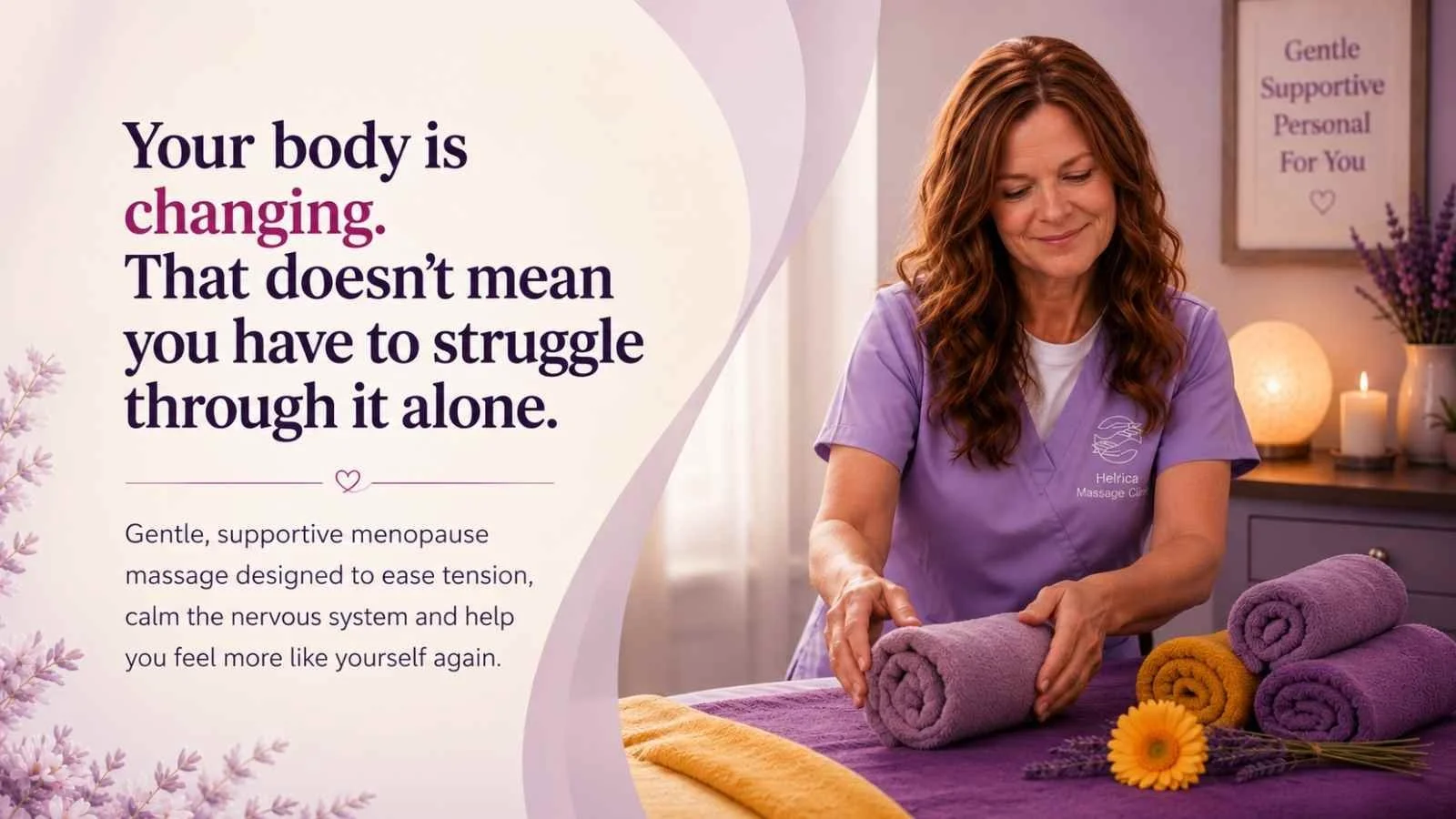Supportive menopause massage treatment helping clients feel more comfortable and relaxed