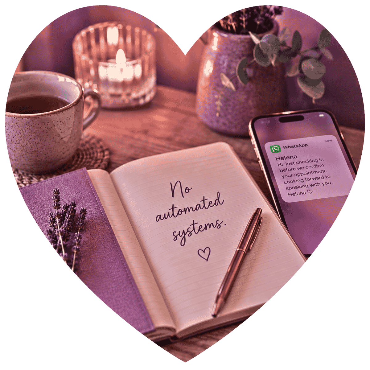 Helena personally manages bookings, WhatsApp messages and client communication without automated systems.