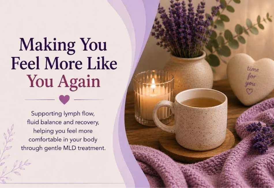 Manual Lymphatic Drainage (MLD) massage supporting comfort, recovery and wellbeing at Helrica Massage Clinic.