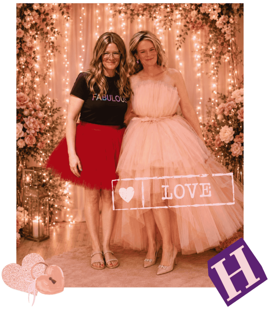Helena with a colleague at a special event, reflecting confidence, connection and shared experiences.