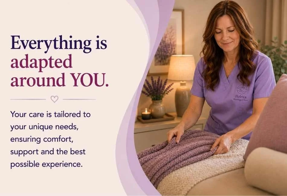 Personalised menopause massage treatment adapted to individual comfort, symptoms and wellbeing needs