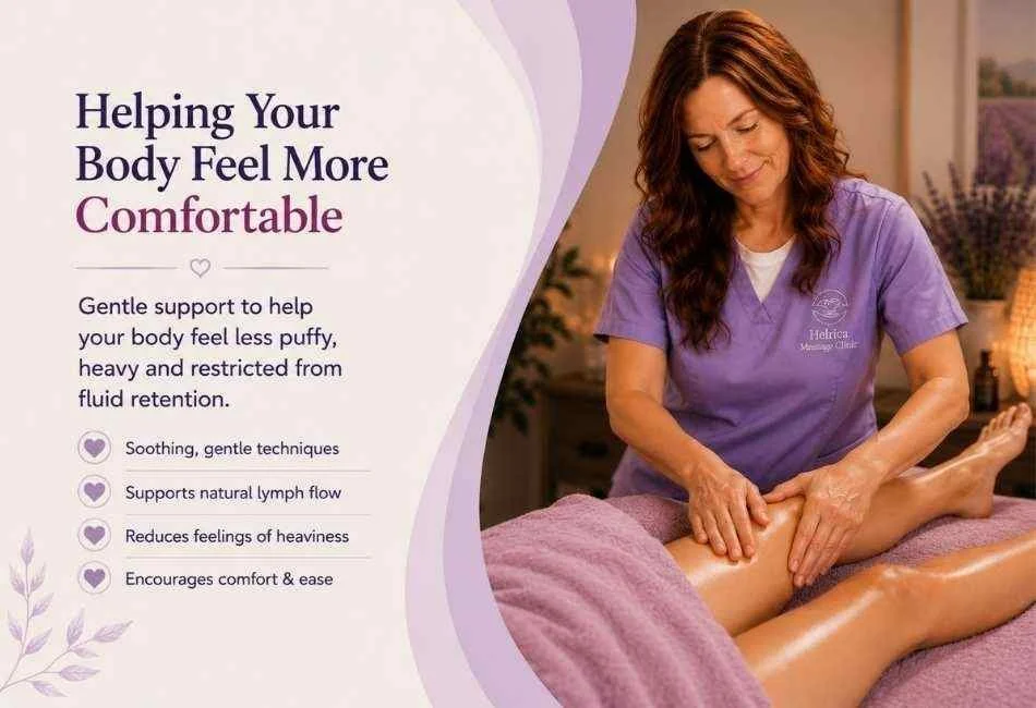 Gentle MLD massage treatment helping with fluid retention, swelling and feelings of heaviness.