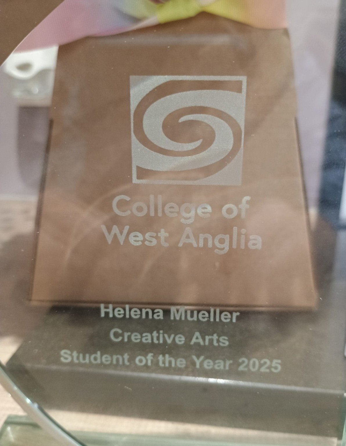 Helena Mueller’s College of West Anglia Creative Arts Student of the Year 2025 award.