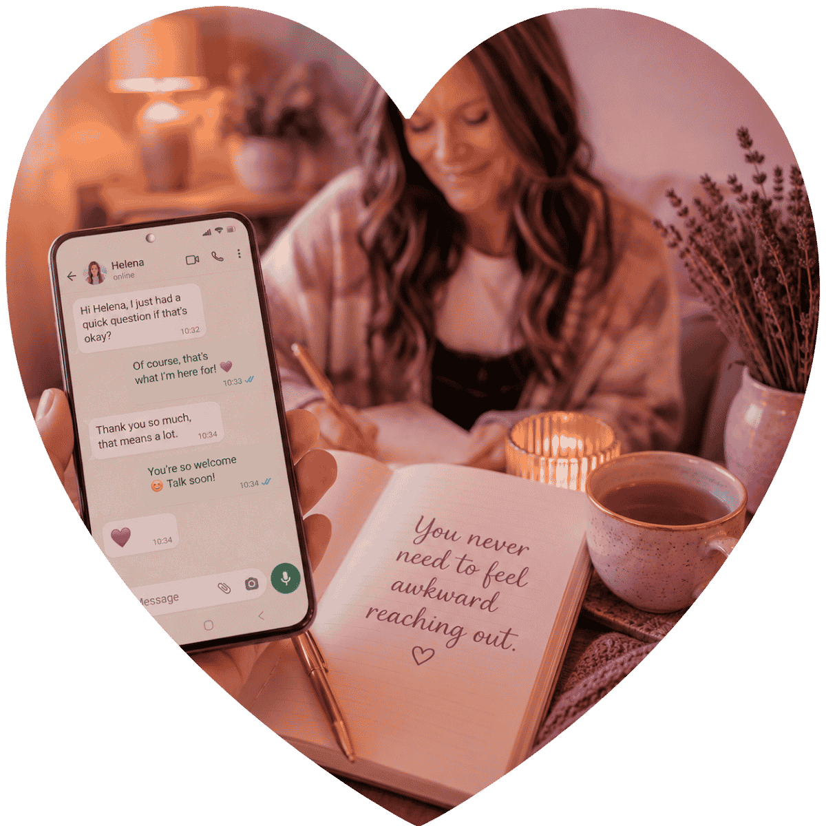 Personal appointment communication from Helena highlighting individual care, direct contact and a human approach to client support.