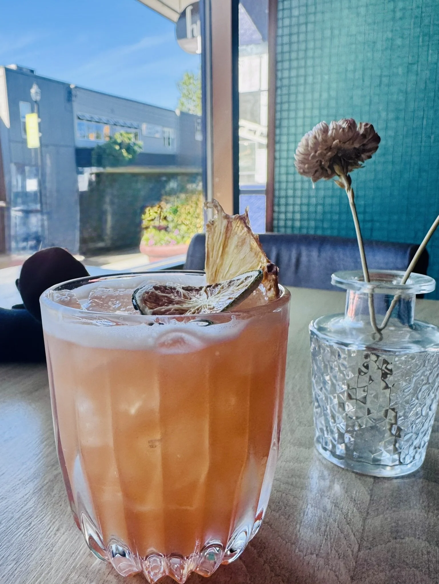 Shipwrecked Cocktail with Planteray Pineapple Rum, Esquimalt Bitter red and Passionfruit liqueur.