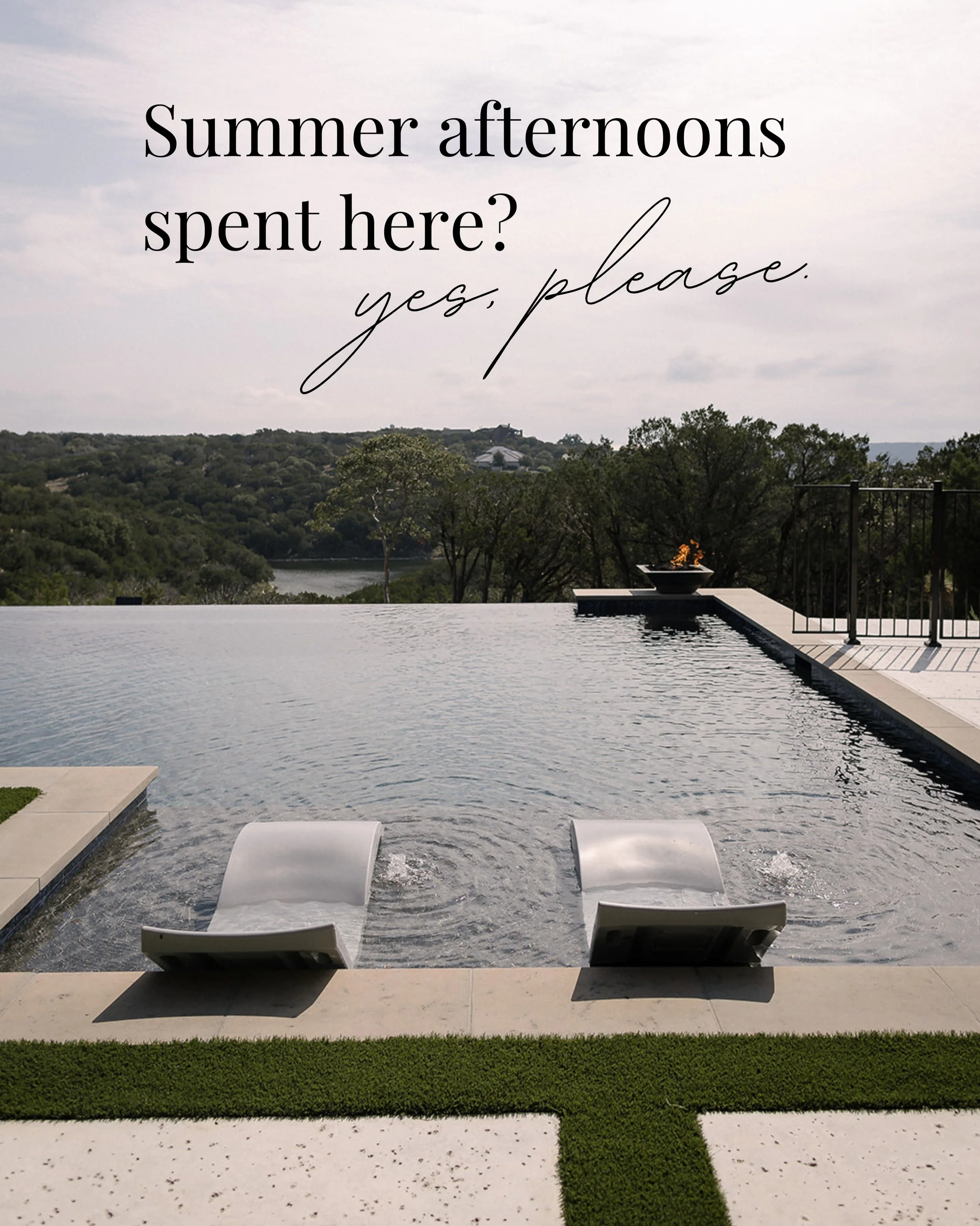 Can you imagine summer afternoons out here? I can already picture kids running around, people gathered by the pool, and that view?! It&rsquo;s a dream! Spaces like this are made for memories.