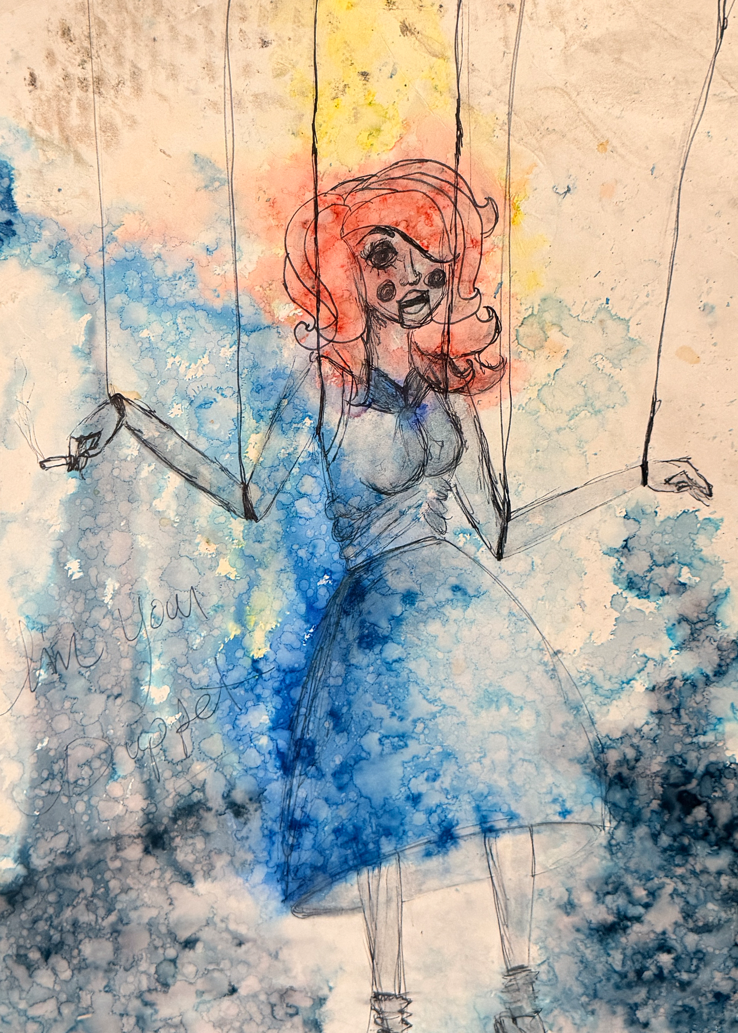 I'M YOUR PUPPET | INK, WATERCOLOR PEN, RAIN, AND MOLD | 2014
