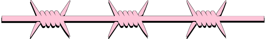 Close-up illustration of pink barbed wire on a black background.