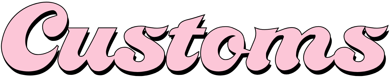 Pink cursive text reading “Customers” on a black background