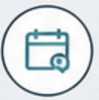 Icon of a calendar with a magnifying glass