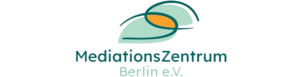 Logo for Mediatons Zentrum showing a person reading with a computer or tablet, in green and orange colors.
