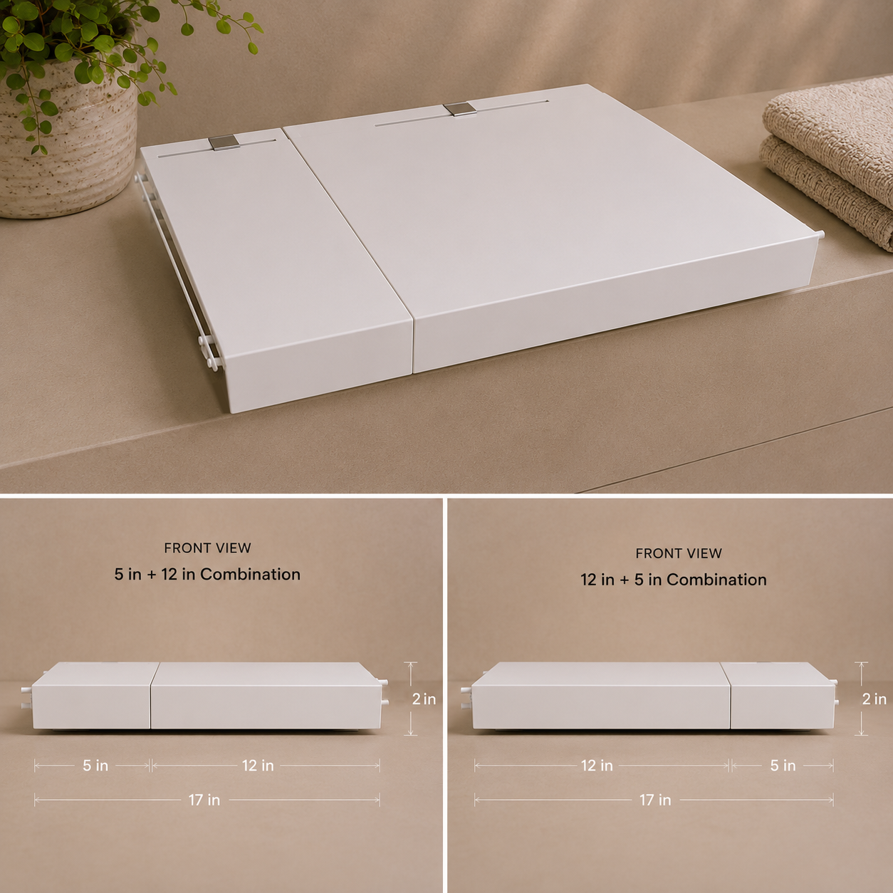 Different Views of a Wire Shelf Covered with Standard and Odd-Size Modular Steel Panels