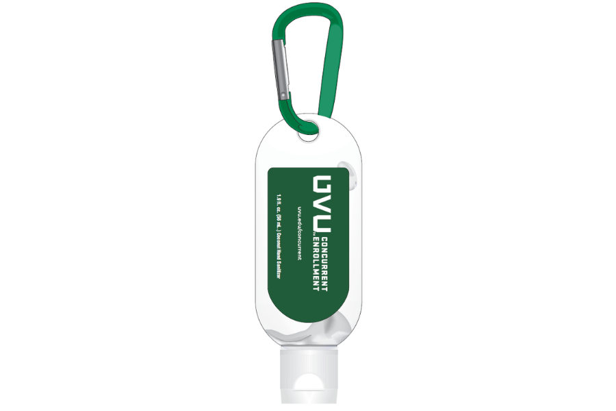 1.9 oz. Clear Sanitizer in Clear Bottle with Carabiner