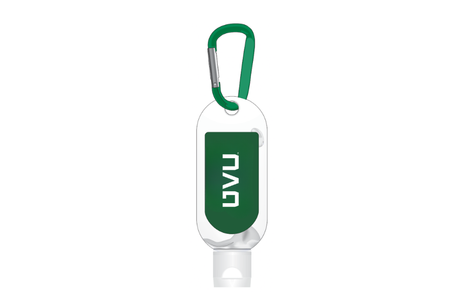 1.9 oz. Clear Sanitizer in Clear Bottle with Carabiner