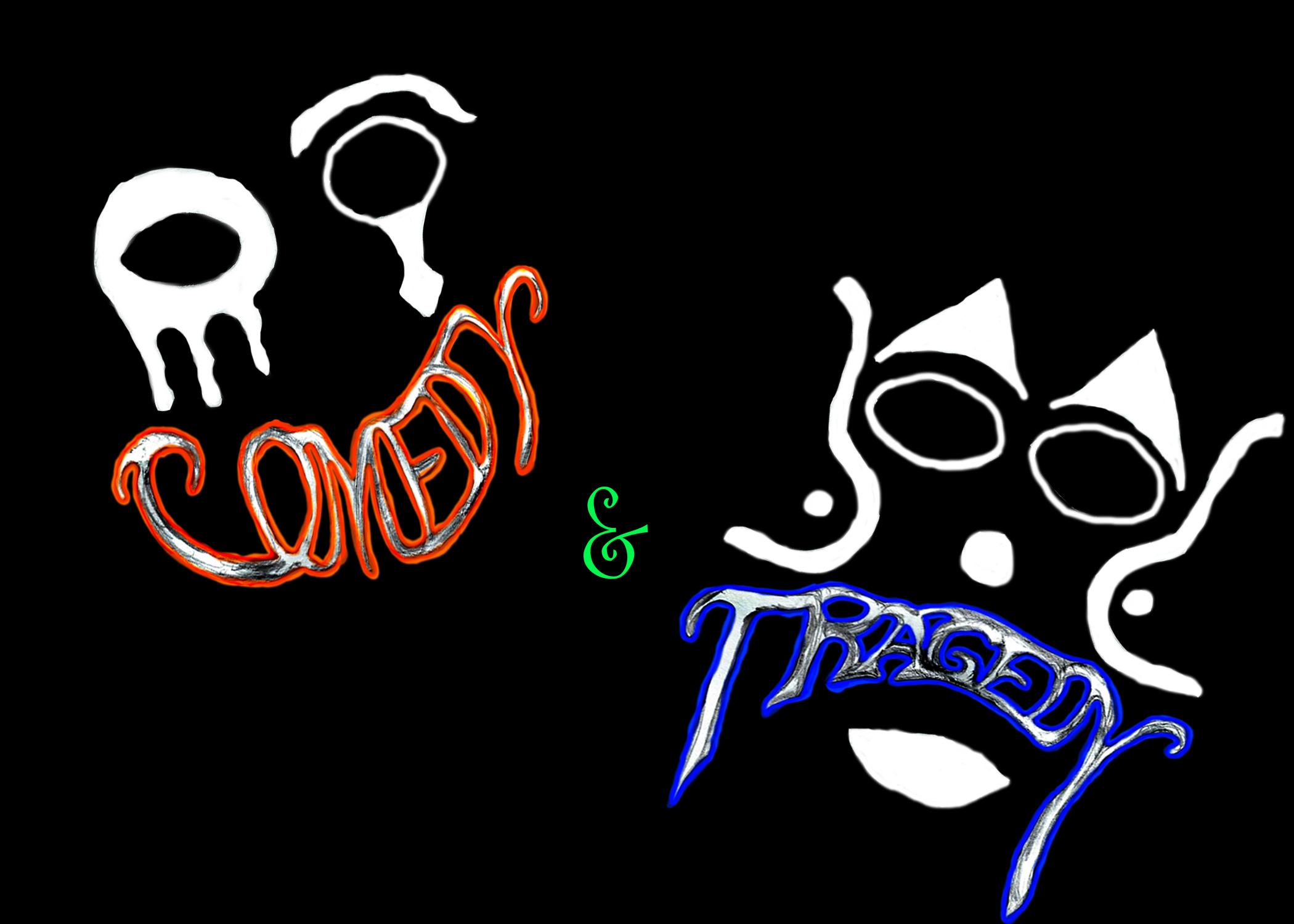 Comedy and Tragedy Text Logo Art Print
