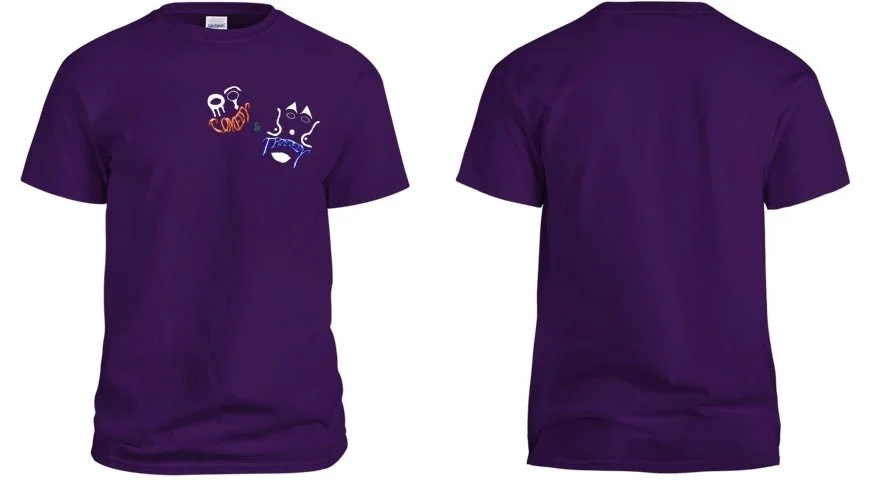 COMEDY AND TRAGEDY SHIRT Text Logo