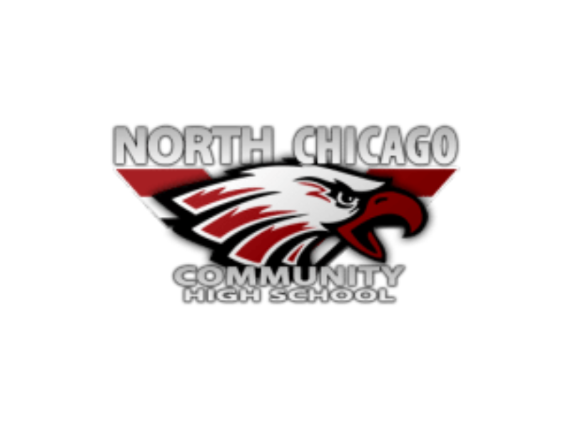 Logo for North Chicago Community High School featuring an eagle's head with red, black, and white colors.