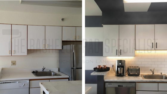 before and after masculine kitchen