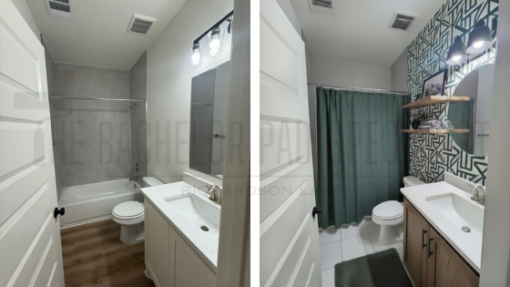 before and after masculine cool bathroom