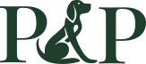 Logo with overlapping dark green letters 'P' and 'P' connected by a stylized dog themed ampersand.