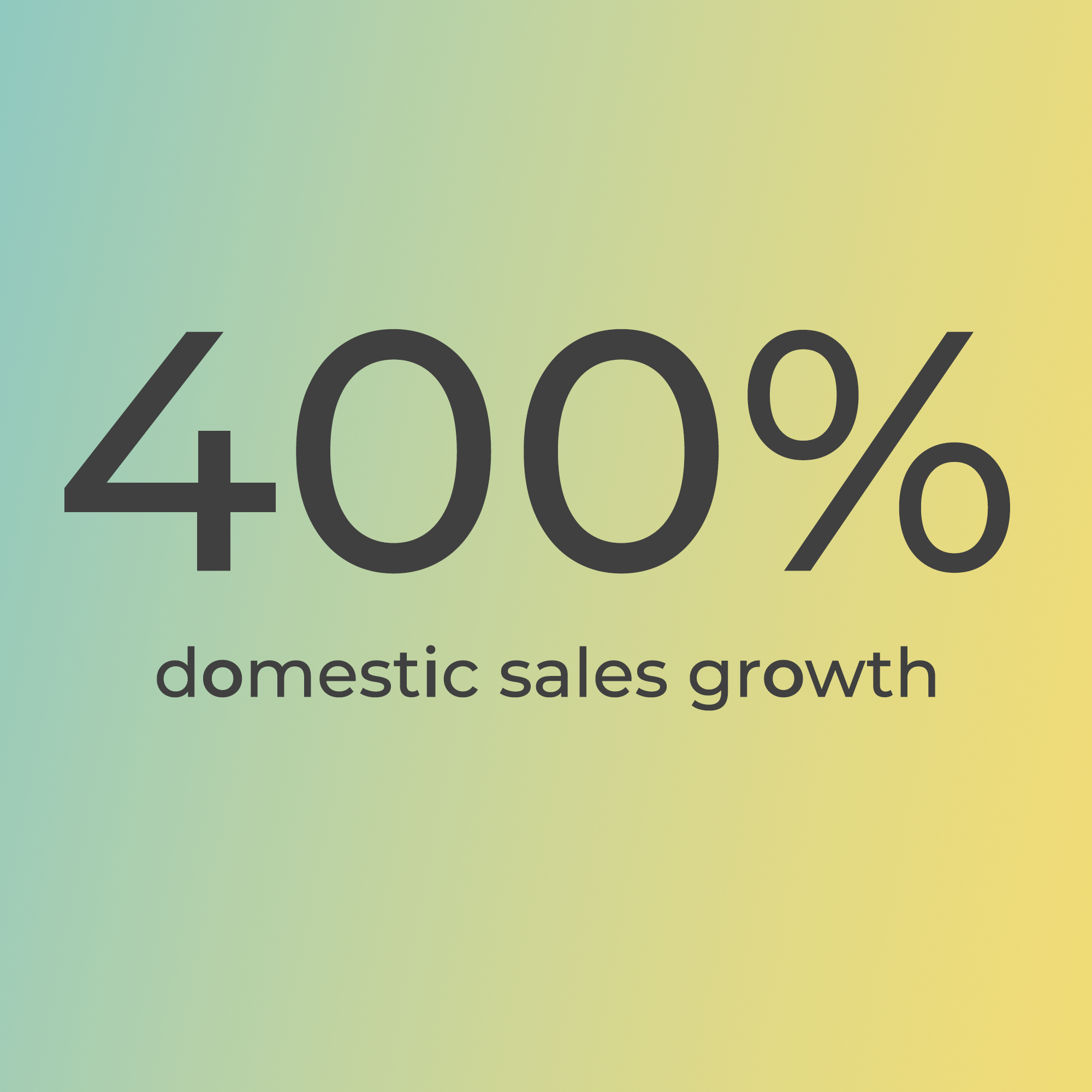 400% domestic sales growth