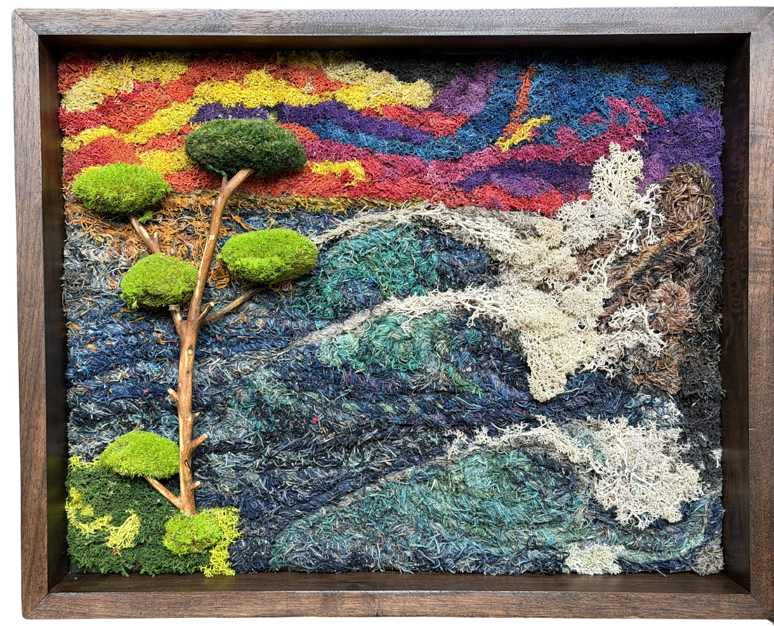 Title: Playa Jobos 1
Artist: Joshua Deal
Instagram: @mosspitartworks
About this piece: 16" x 20" hand dyed Spanish moss, Reindeer moss and pole moss.