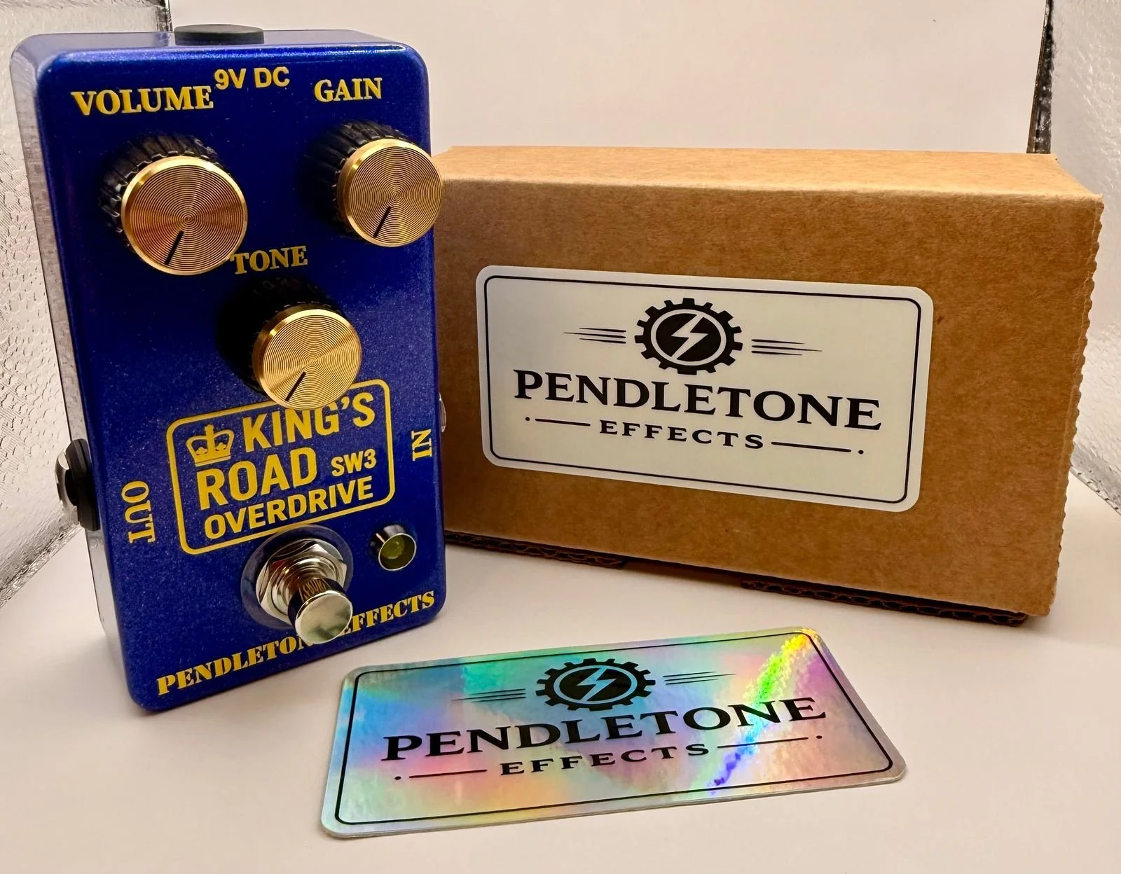 King’s Road overdrive pedal with Pendletone Effects packaging