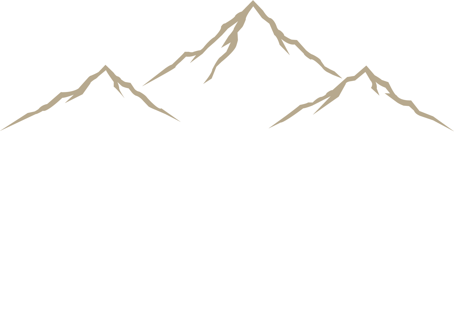 Line drawing of three mountain peaks with snow caps.