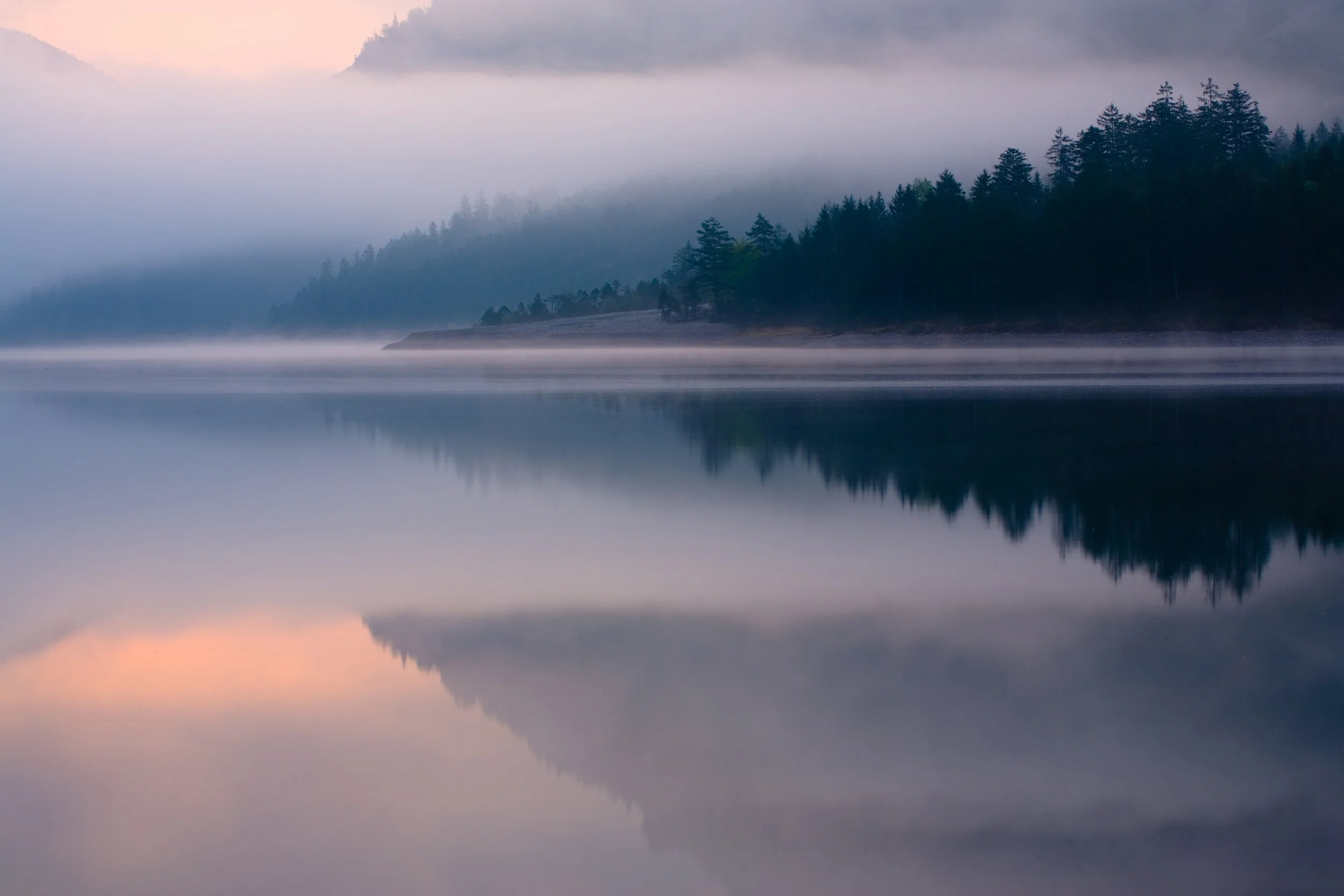 Calm, soothing lake alpine scene.