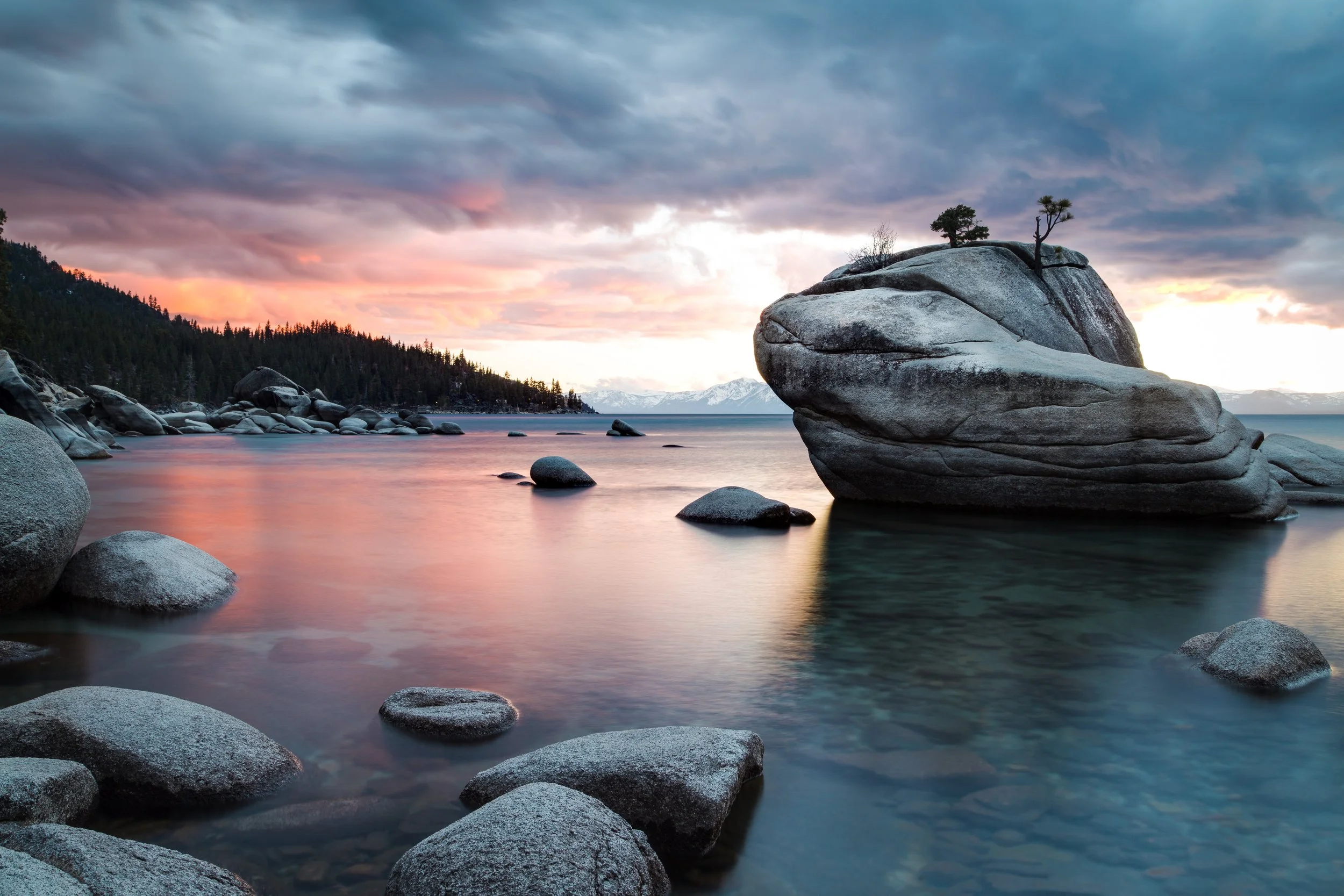 Large rock on ocean shore