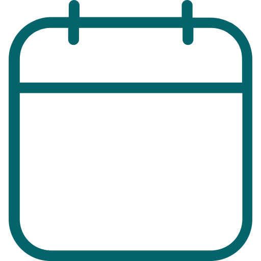 Ein stilisiertes Kalender-Symbol mit zwei Haken oben.
