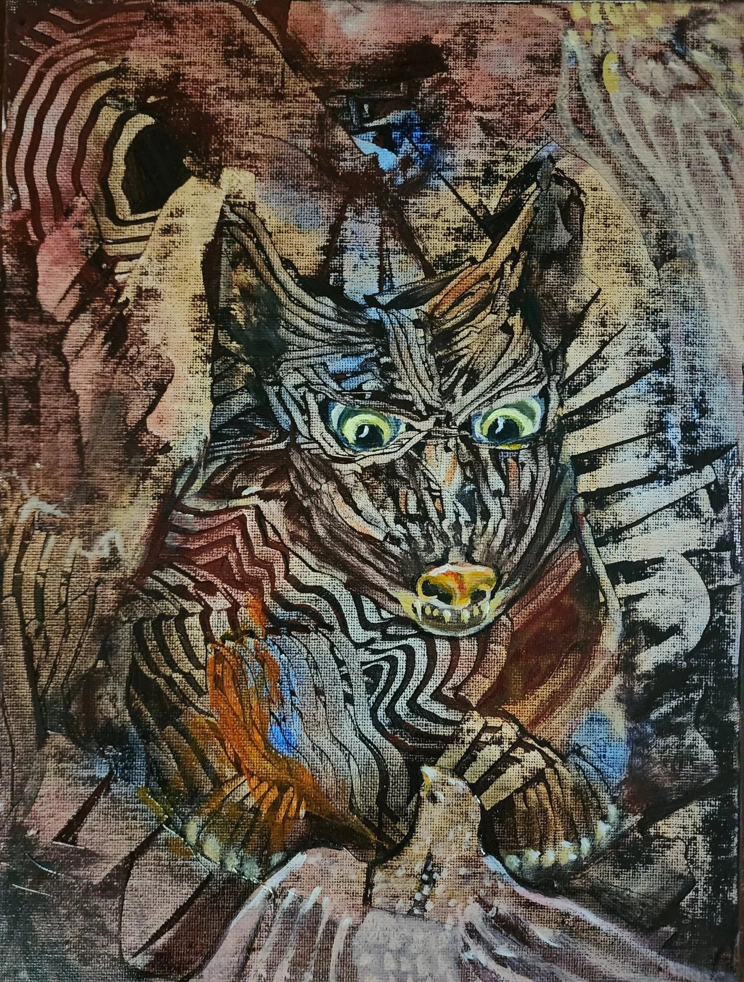 Boo Bear gets a story  -  9x12" oil on canvas