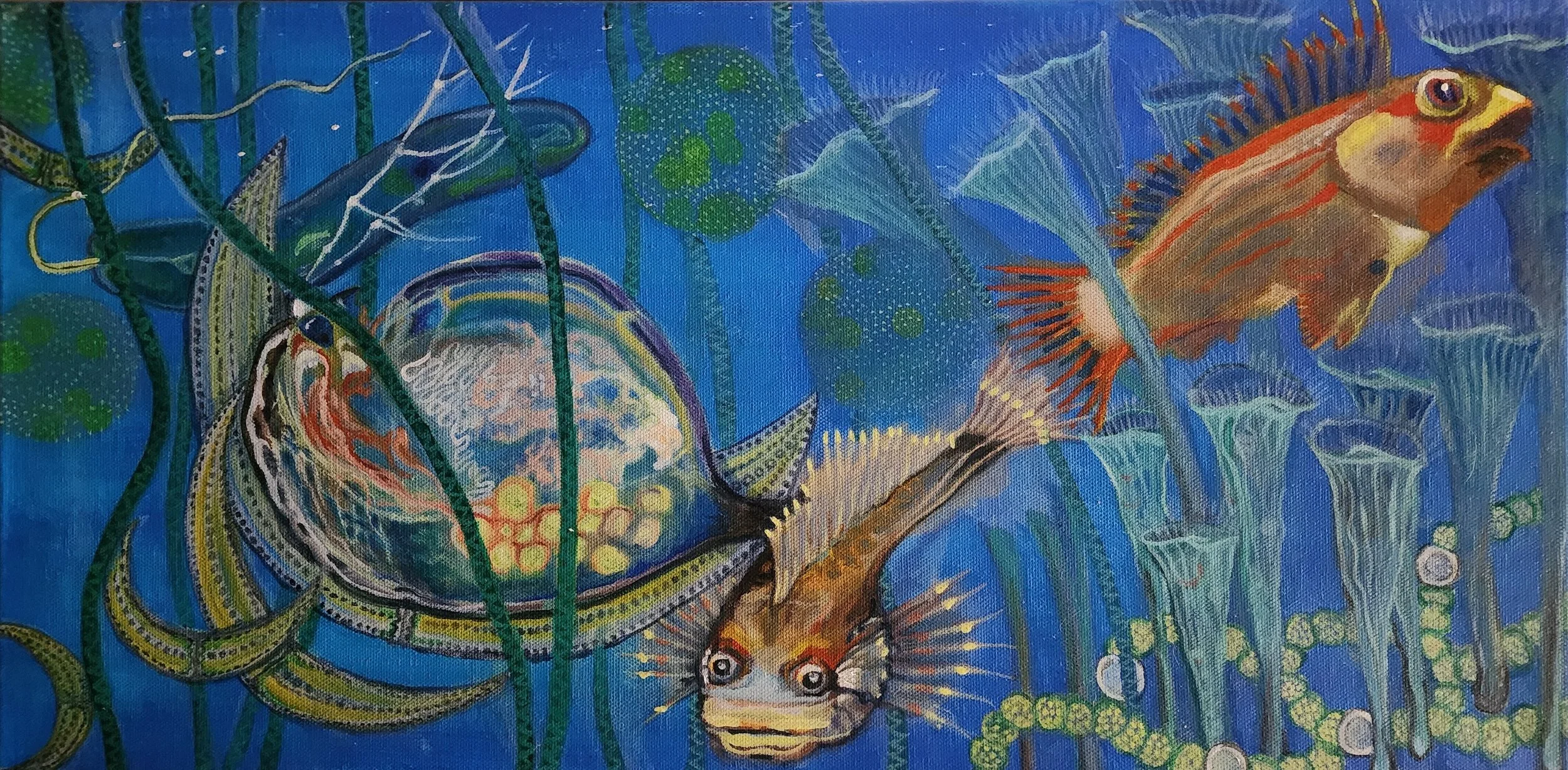 Daphnia's life  - 12 x18"  oil on canvas