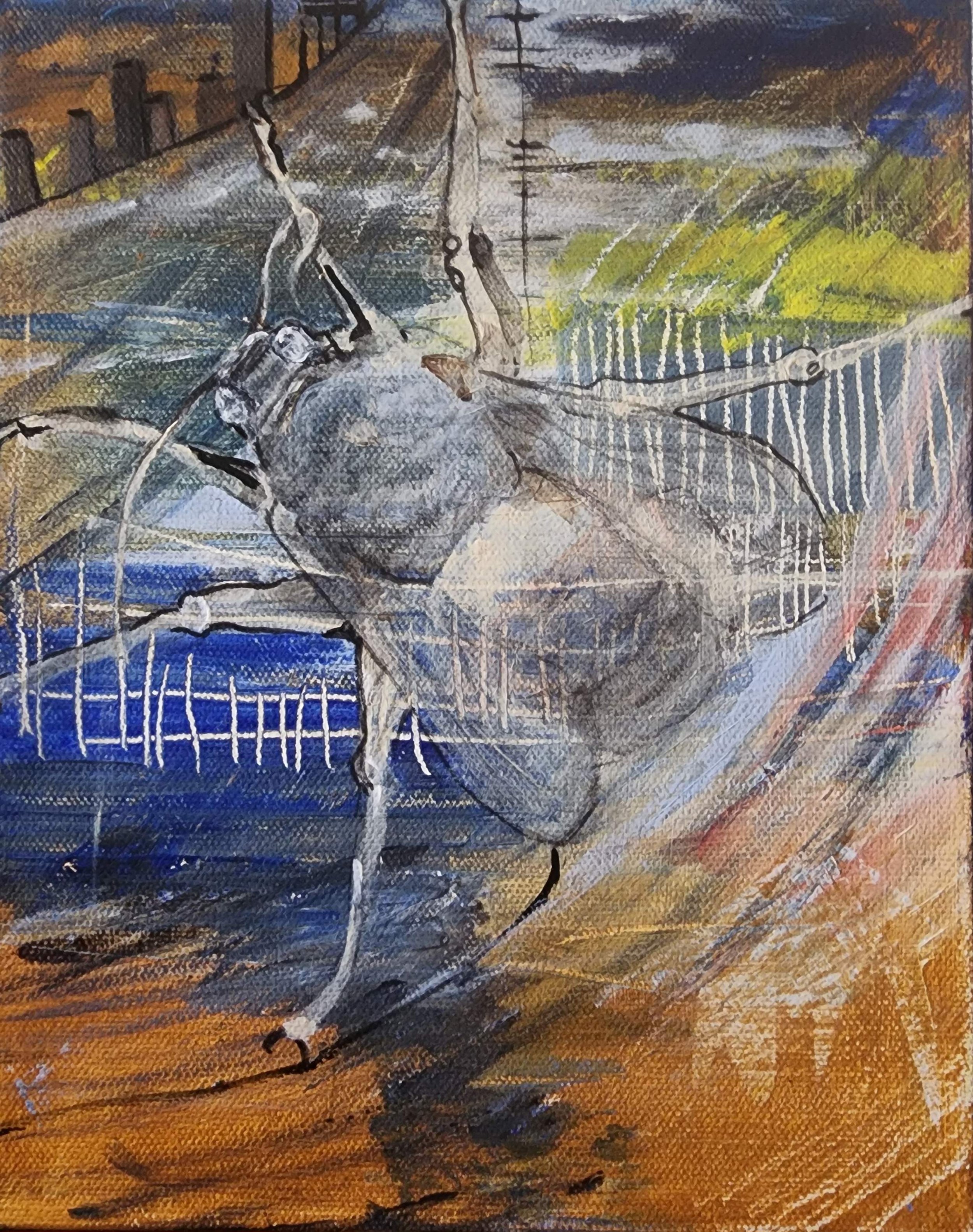 Bumble bee canary  -  8x10"  acrylic on canvas