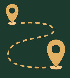 Simple illustration of a path connecting two location pins.