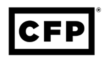 Black and white logo with the letters "CFP" inside a rectangular border.
