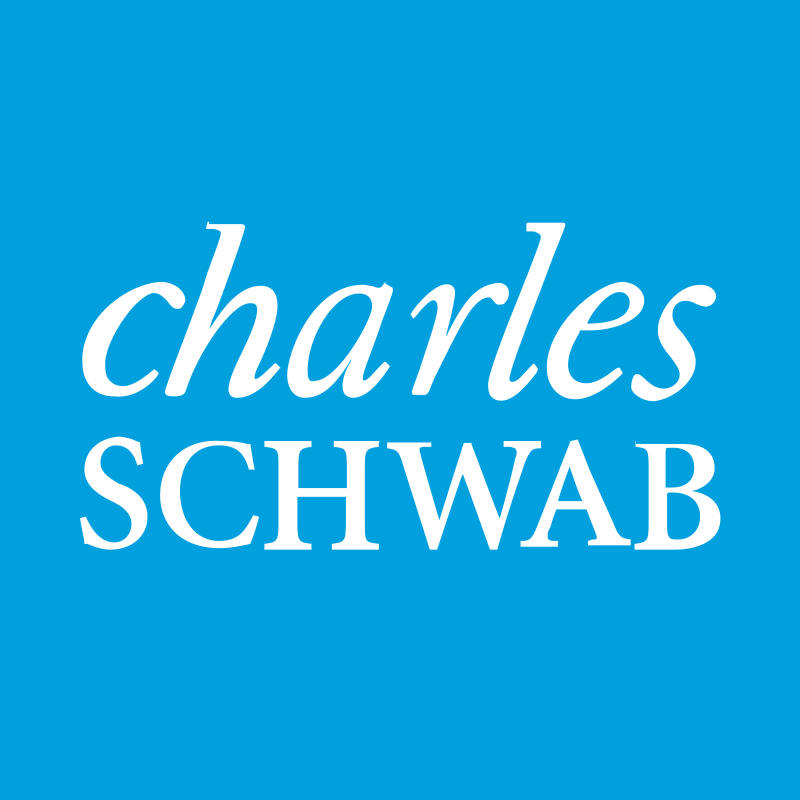 Blue square background with white text that reads "charles SCHWAB".