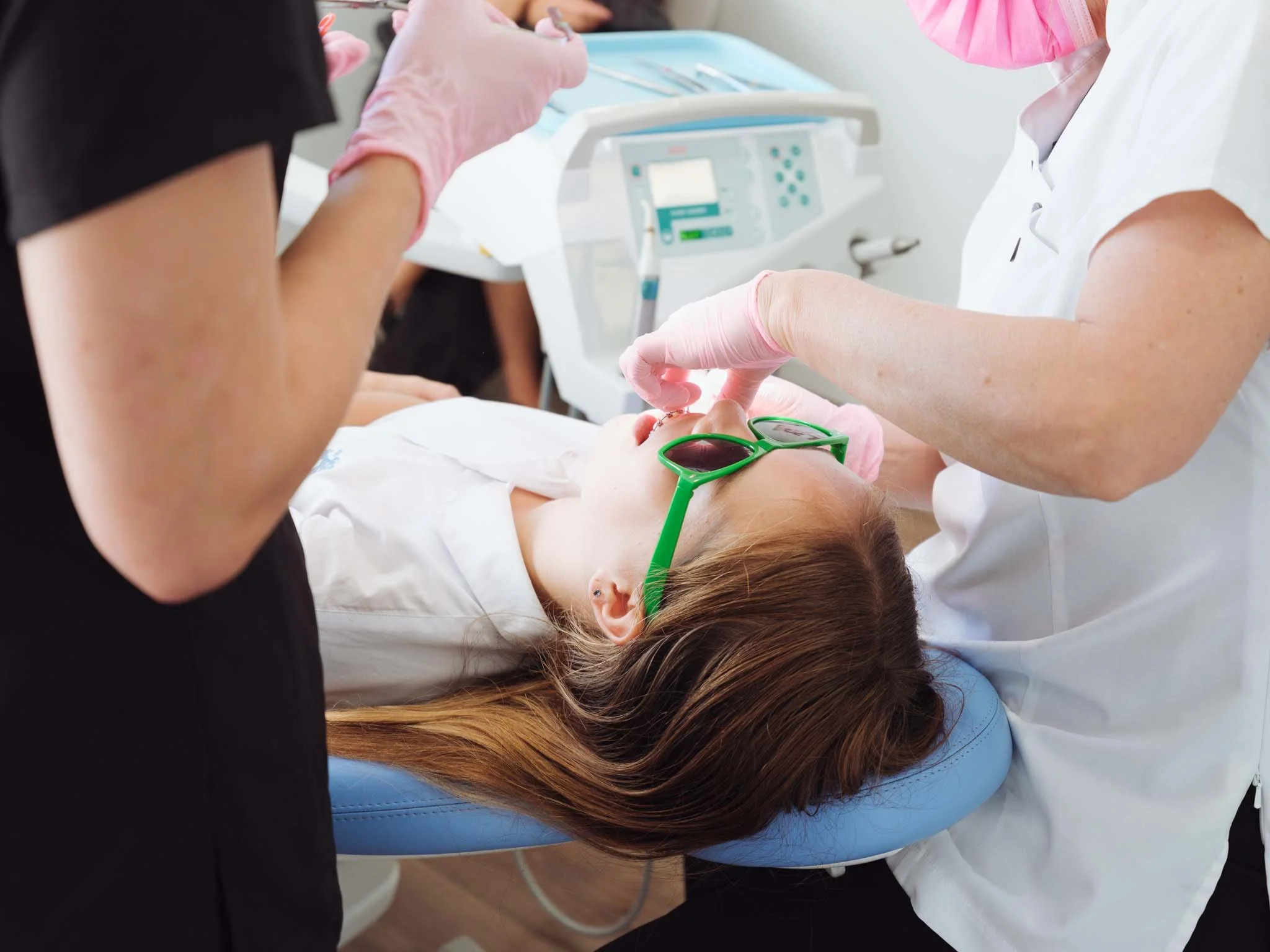 Teenager with braces having a check-up at Quin Dental, Nelson